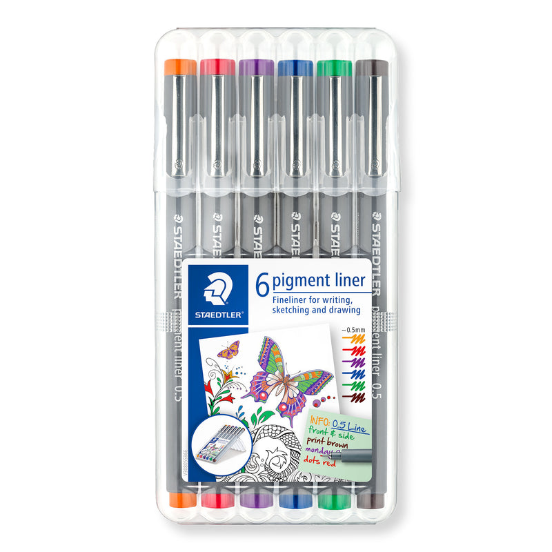 Staedtler - Fineliner Pigment 308 sortiert 0,5 mm 6er-Set sortiert