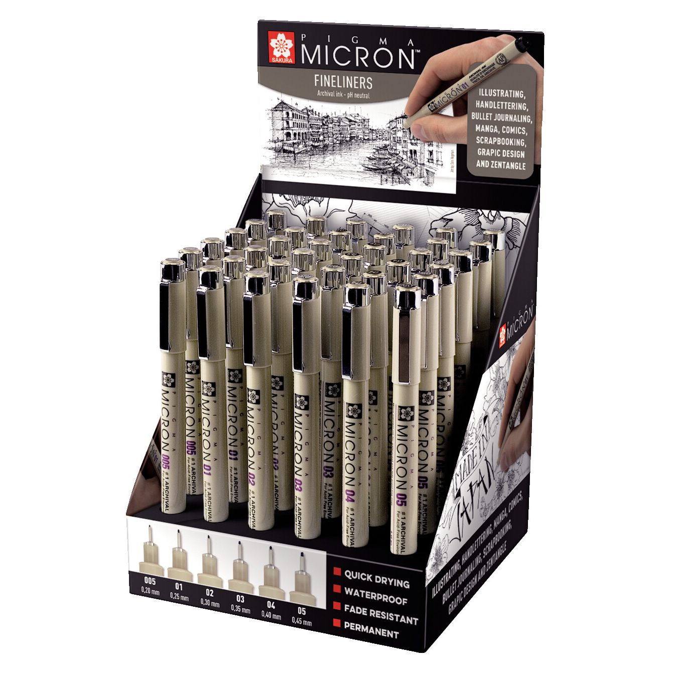 Sakura - Fineliner Pigma Micron sortiert schwarz | 36 Stück