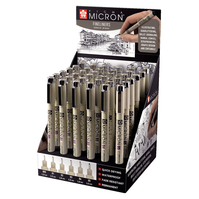 Sakura - Fineliner Pigma Micron sortiert schwarz | 36 Stück