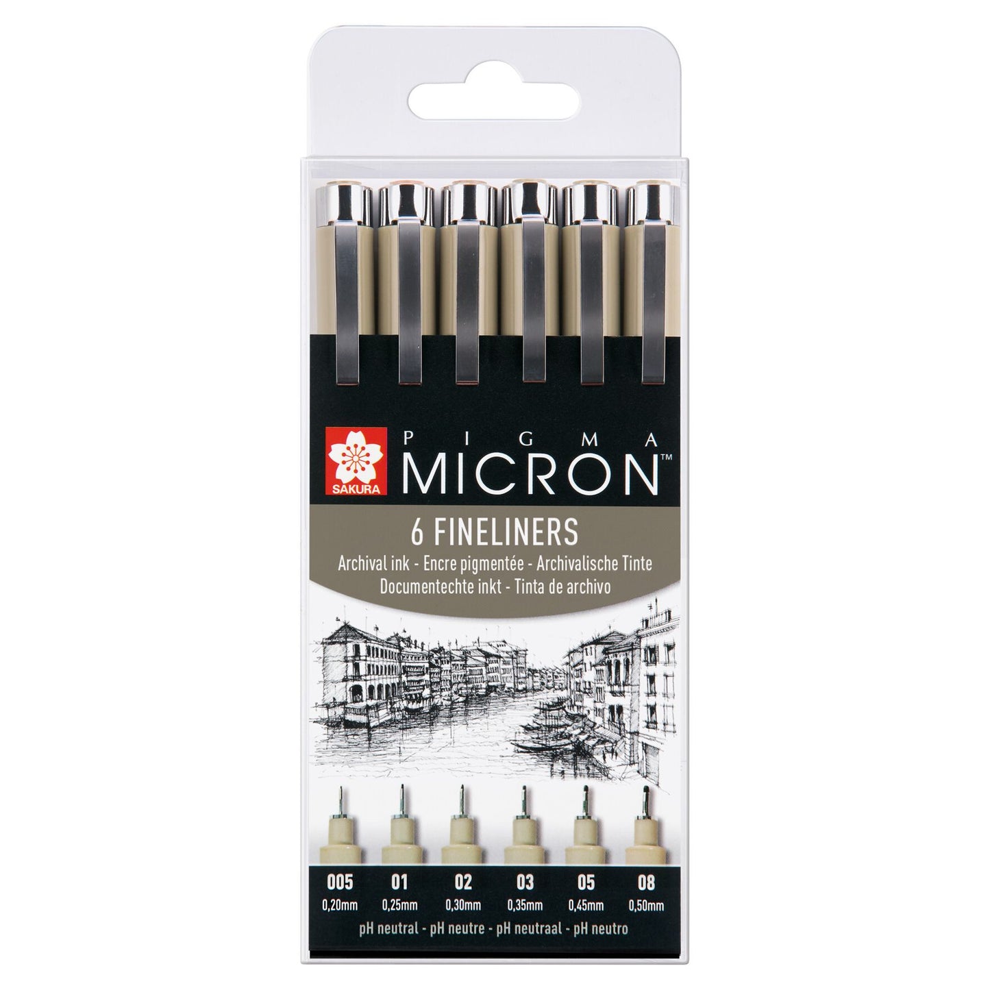 Sakura - Fineliner Pigma Micron Set 6 Stück schwarz