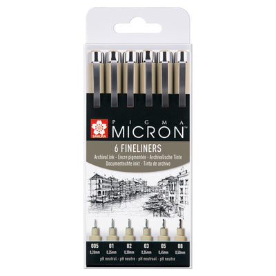 Sakura - Fineliner Pigma Micron Set 6 Stück schwarz