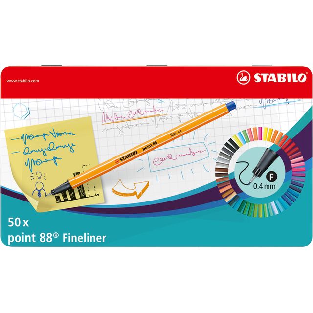 Stabilo - Fineliner Spitze 88/50 fein, sortierte Dose mit 50 Stück