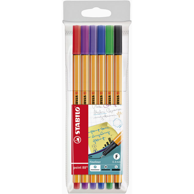 Stabilo - Fineliner point 88/6 feines, sortiertes Federmäppchen mit 6 Teilen