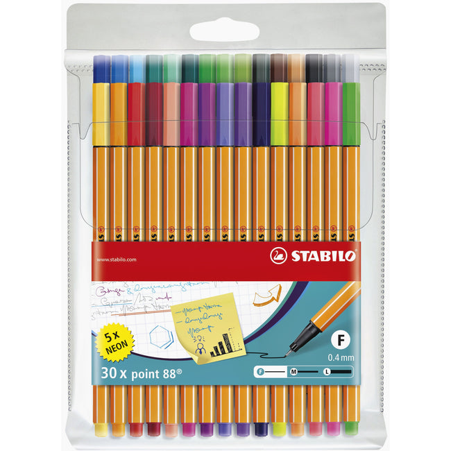 Stabilo - Fineliner point 88/30 feines sortiertes Federmäppchen mit 30 Teilen