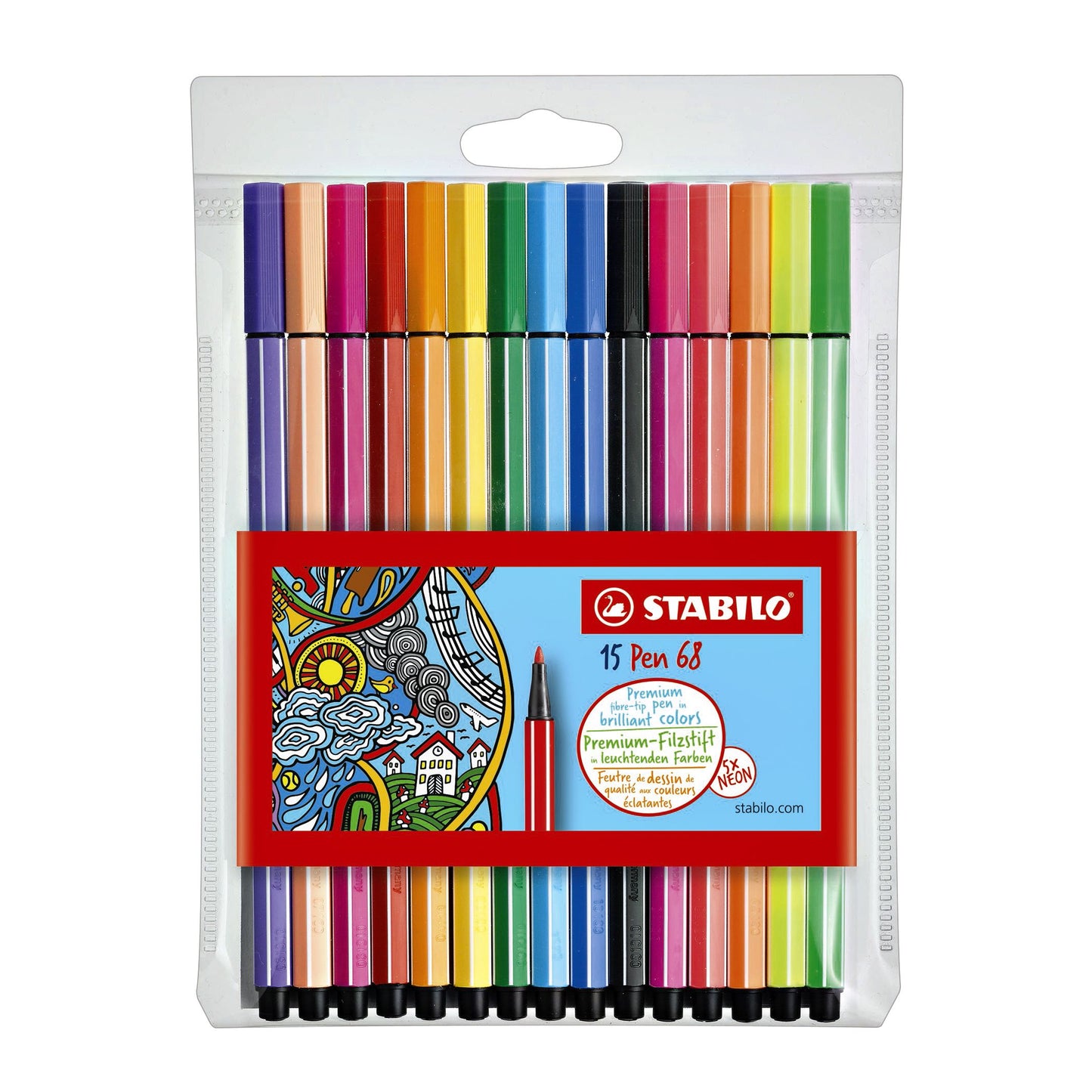 STABILO - Filzstift 68/15 medium sortiertes Etui mit 10+5 Neonfarben