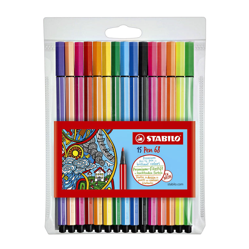 STABILO - Filzstift 68/15 medium sortiertes Etui mit 10+5 Neonfarben