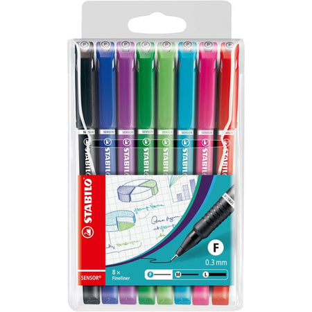 Stabilo - Fineliner Sensor 189/8 fein sortiertes Federmäppchen mit 8 Teilen