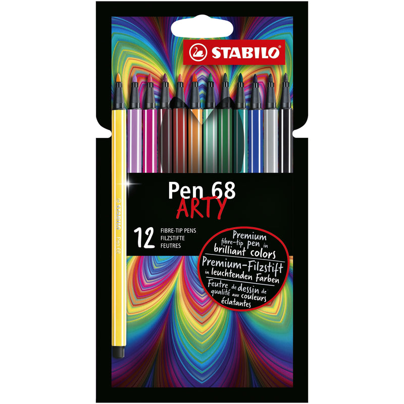 STABILO - Filzstift 68/12 Arty Medium, sortiert, Etui mit 12 Stück