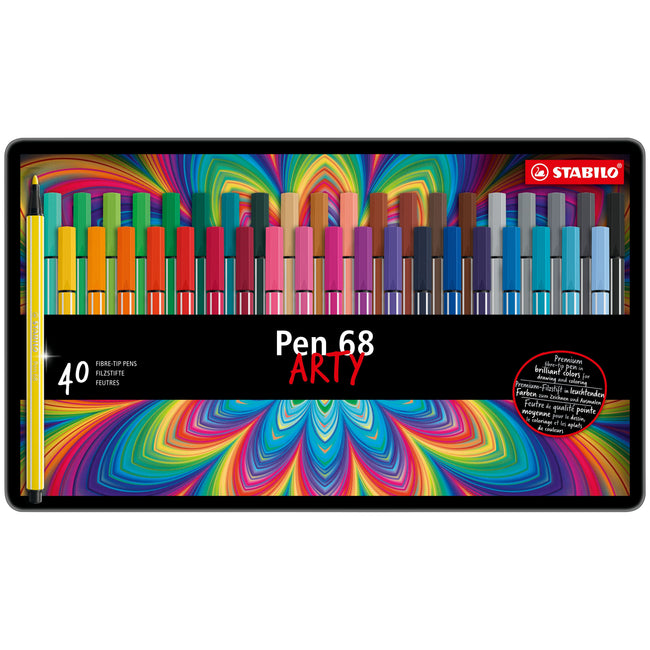Stabilo - Filzstift 68/40 Arty Medium, sortierte Dose mit 40 Stück