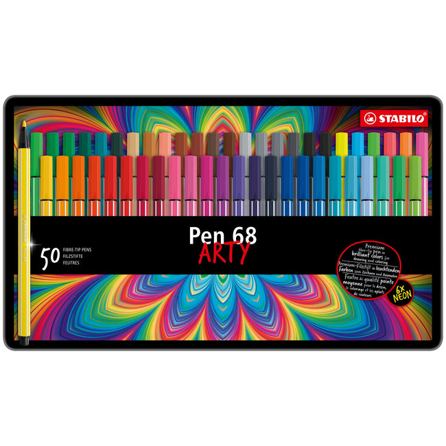 Stabilo - Filzstift 68/50 Arty Medium, sortierte Dose mit 50 Stück