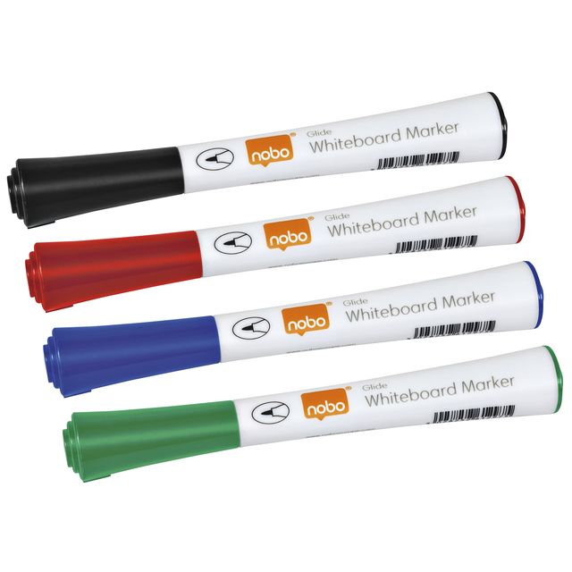 Nobo - Whiteboardmarker Glide rund sortiert 1mm 4Stk | 10 Stück