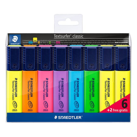 Staedtler - Textmarker 364 Textsurfer Set 6 Stück sortiert + 2 Gelb gratis | 5 Stück