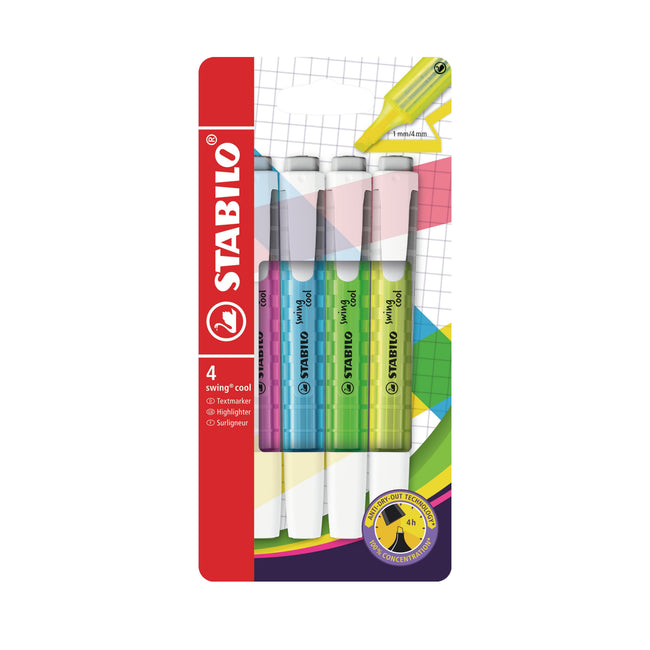 STABILO - Textmarker Swing cool 275/4 sortiert im Karton mit 4 Stück