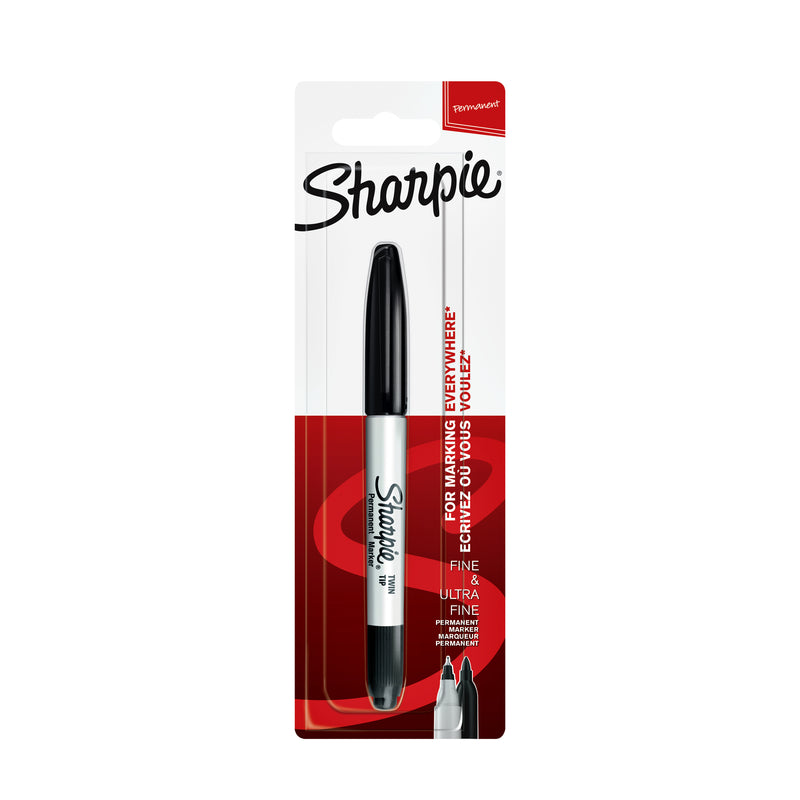Sharpie – Filzstift, dh rund, Doppelspitze, ultrafein, F, schwarz, Blister mit 1 Stück
