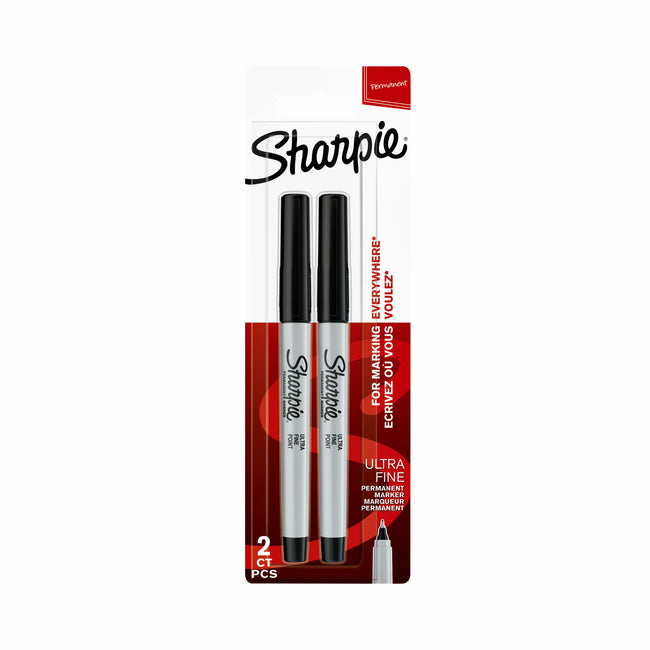Sharpie – Filzstift, dh runde, ultrafeine schwarze Blisterpackung mit 2 Stück
