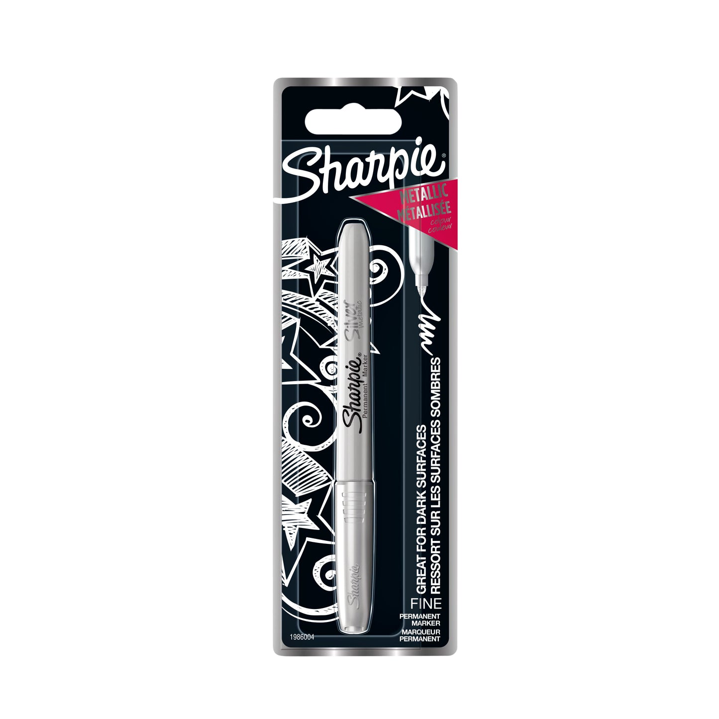 Sharpie – Filzstift, dh runde, feine Metallic-Silber-Blisterpackung mit 1 Stück