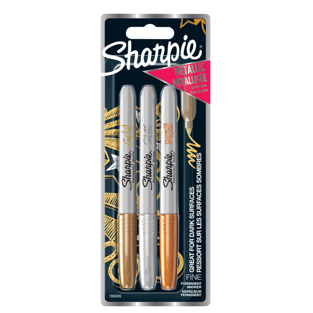 Sharpie – Filzstift, dh runde, feine Metallic-Blisterpackung mit 3 Stück