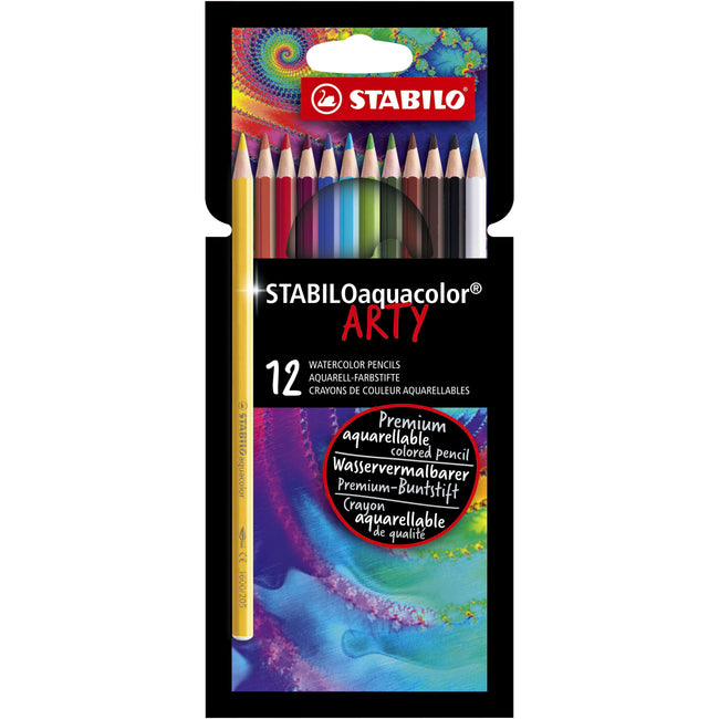 Stabilo - Buntstifte 1624 aquacolor Arty sortiertes Federmäppchen mit 12 Stück