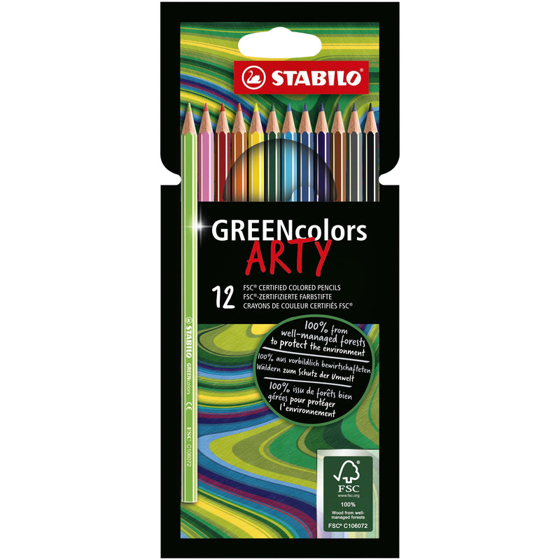 STABILO - Buntstifte 6019 GREENcolors Arty sortiertes Federmäppchen mit 12 Stück