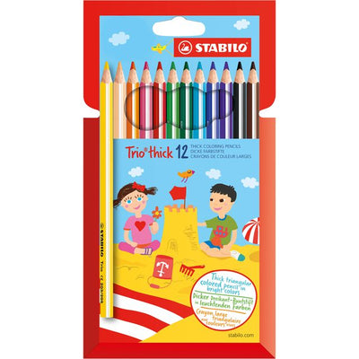 STABILO - Buntstifte 203 Trio, dickes, sortiertes Kartonetui mit 12 Stück