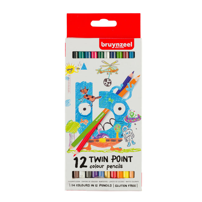 Bruynzeel - Buntstift Kids Twin Point Blister mit 12 Stück sortiert