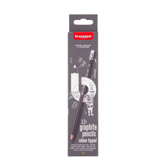Bruynzeel - Bleistift 6021 Burotek HB mit Radiergummi 12 Stück
