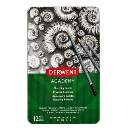Derwent – ​​Pencil Academy 6B5H, verschiedene Härtegrade, Dose mit 12 Stück