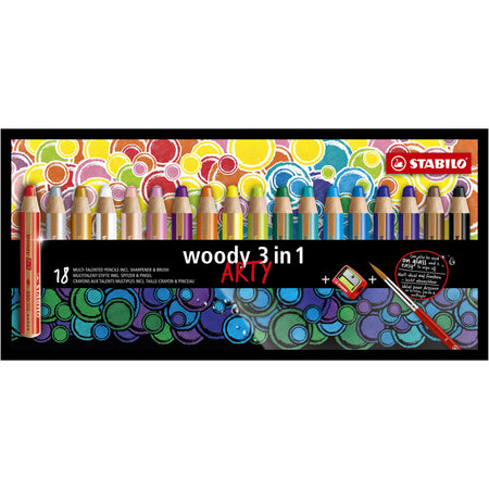 Stabilo - Buntstifte 880 woody 3 in 1 Arty + Spitzer + Pinsel ass 18tlg