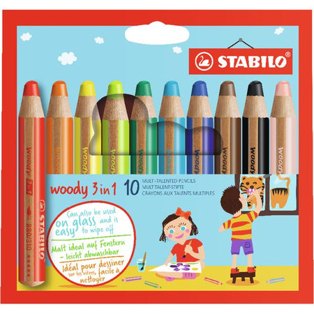 Stabilo - Buntstifte 880 Woody 3 in 1 sortiertes Federmäppchen à 10 Stück