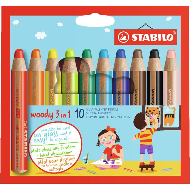 Stabilo - Buntstifte 880 Woody 3 in 1 sortiertes Federmäppchen à 10 Stück