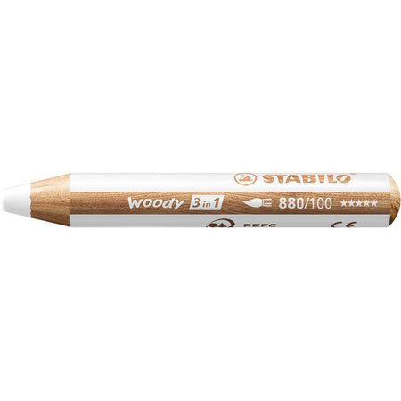 STABILO - Buntstifte 880 woody 3 in 1 Multitalent weiß | 5 Stück