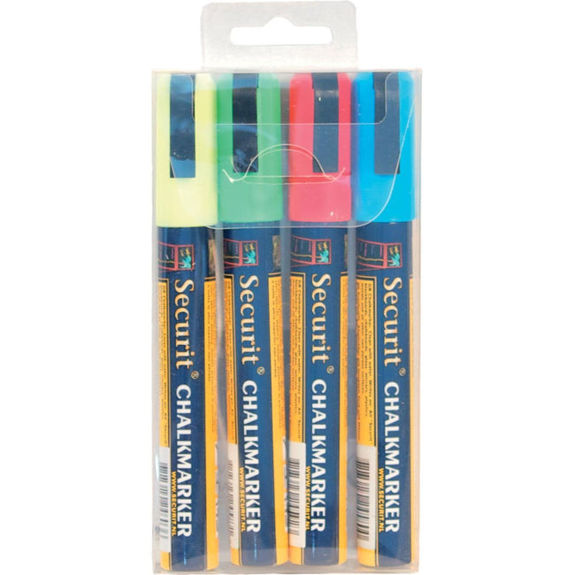 Securit - Kreidemarker mittel, Blister mit 4 Stück in verschiedenen Farben