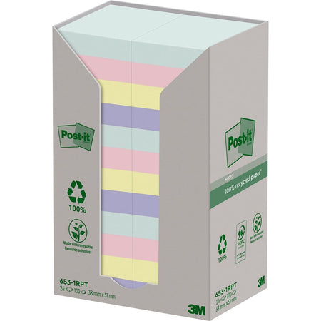 Post-it - Notizblock 653-RPT 38x51mm Regenbogenpastell 24 Stück