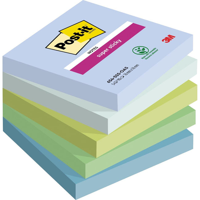 Post-it - Notizblock 654 Super Sticky 76x76mm Oasis 5 Stück
