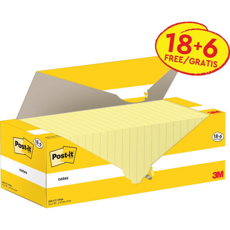 Post-it – Notizblock 655-CY, 76 x 127 mm, gelb, Vorteilspackung