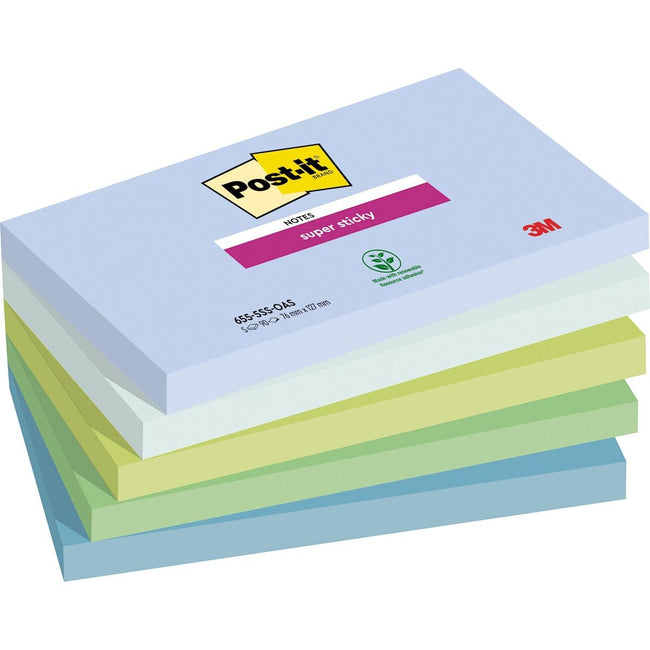 Post-it - Notizblock 655 76mmx127mm Super Sticky Oasis 5 Stück