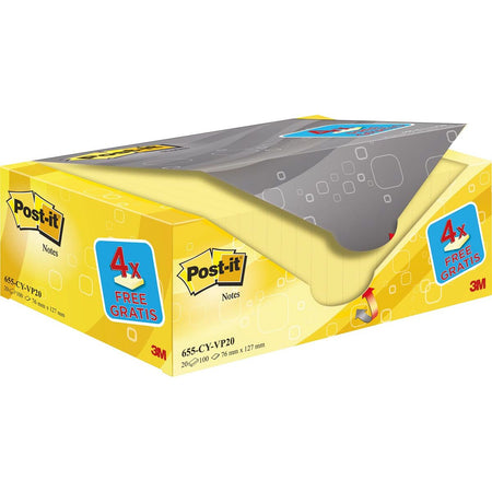 Haftnotizen - Notizblock 655 76x127mm gelb 16 + 4 gratis