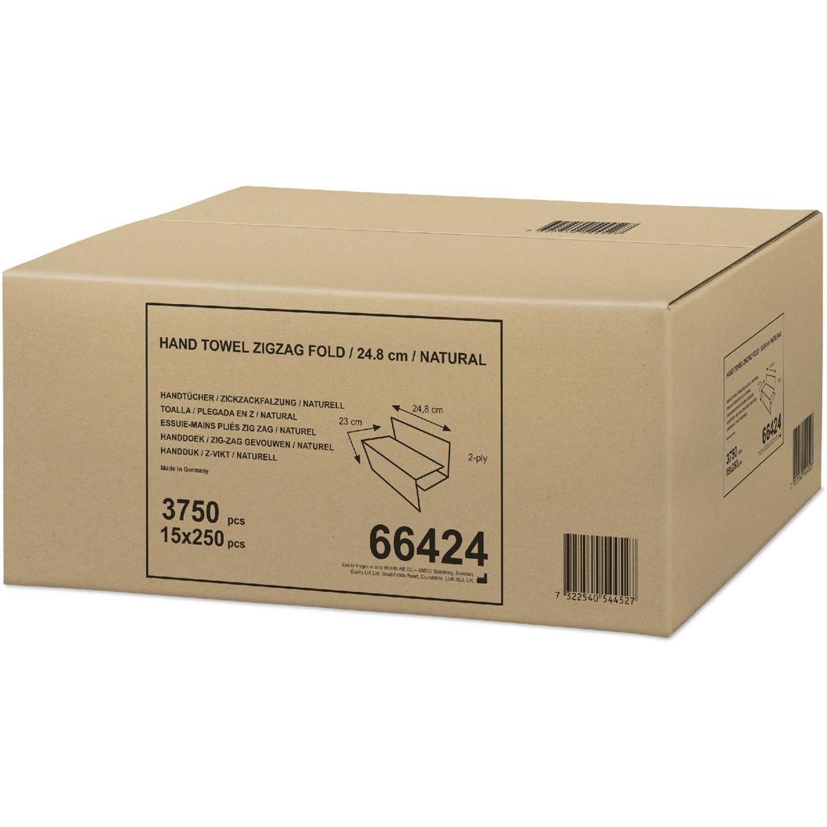 Klika - Handtuch ZZ-Faltung Natural, 250 Blatt, Packung à 15 Stück