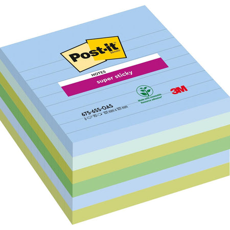 Post-it - Notizblock 675-6 Super Sticky 101x101mm Oasis 6 Stück