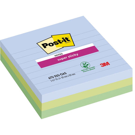 Post-it - Notizblock 675-3 Super Sticky 101x101mm Oasis 3 Stück