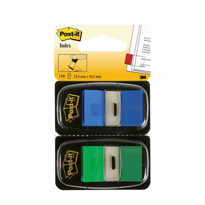 Post-it - Index Standard Duo Pack, 100 Tabs, grün/blau