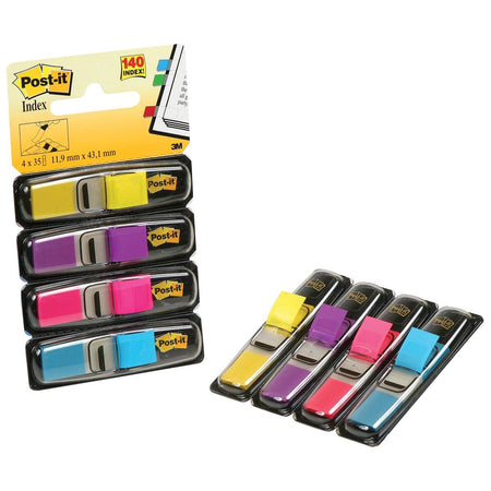 Post-it – Index Narrow, 4 x 35 Tabs, gelb, lila, rosa und leuchtend blau