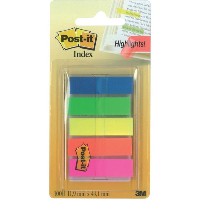 Post-it - Register transluzent, ft 11,9 x 43,2 mm, Halter mit 20 Tabs in 5 verschiedenen Farben
