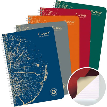 Clairefontaine - FOREVER Spiralnotizbuch, recycelt, A5, 90g, 120 Seiten, liniert, grün
