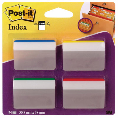 Post-it – Index Strong, ft 50,8 x 38 mm, für Hängeregister, Set mit 24 Tabs, 4 Farben, 6 Tabs pro Farbe