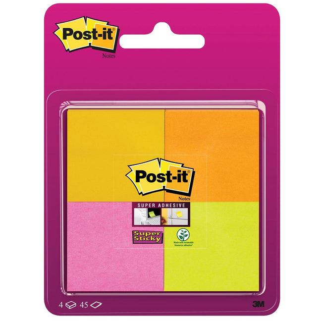 Post-it - Notizblock 6910 Super Sticky 51x51mm sortiert 4 Stück