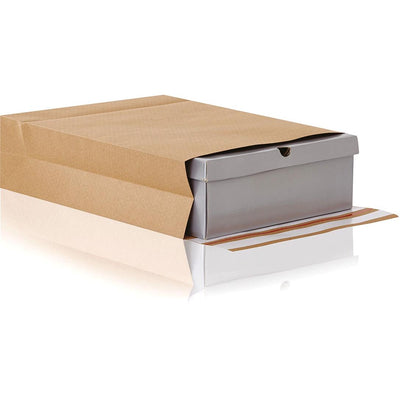 E-grün – Briefumschläge mit Blockboden, ft 350 x 450 x 80 + 100 mm, Karton mit 200 Stück