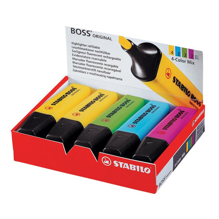 STABILO - Textmarker BOSS Original 70/10, sortiert in 4 Farben, Box mit 10 Stück