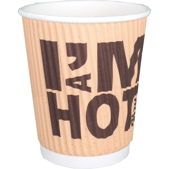 Depa - | Kaffeetasse | Ich bin eine heiße Tasse | Karton + PE | doppelwandig | 250ml | 8oz | 92mm | braun | 500 Stück