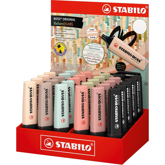 STABILO - BOSS ORIGINAL NatureCOLORS Textmarker, Display mit 30 Stück in verschiedenen Farben